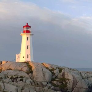 Peggy's Cove lighthouse in morning light - image by Picture Perfect Tours and Geordie Mott