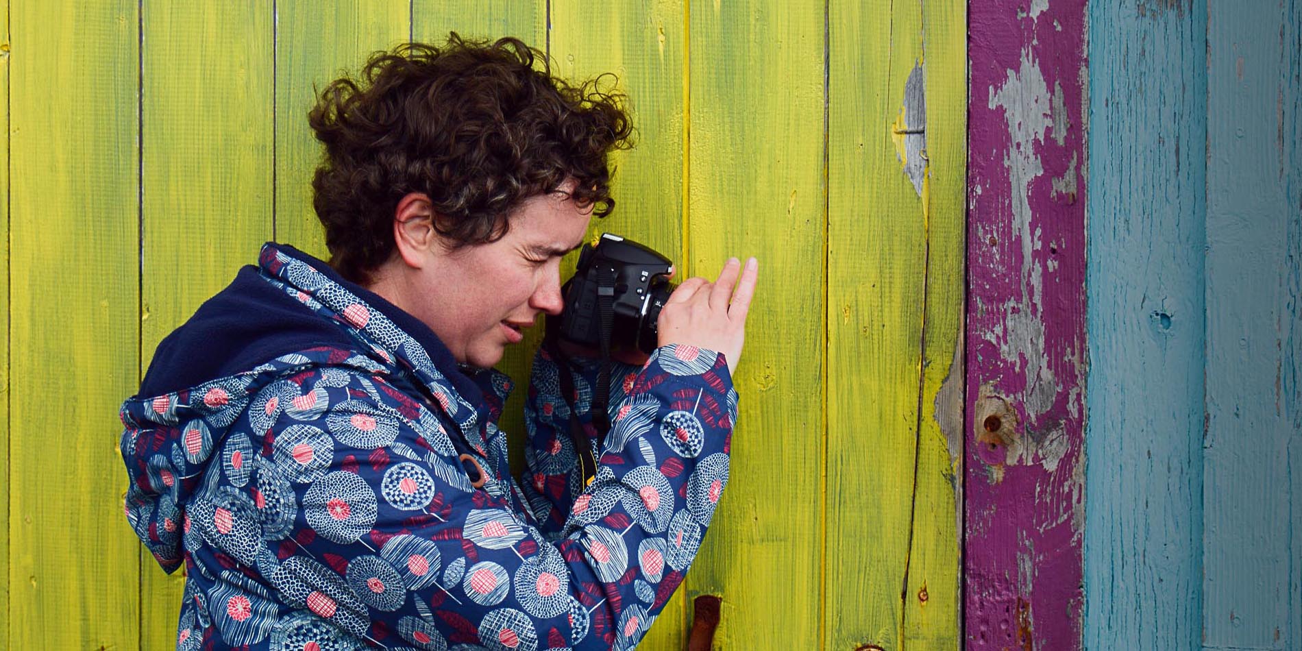 Photographing colourful fishing shacks along the Eastern Shore of Nova Scotia - photo by Geordie Mott and Picture Perfect Tours.